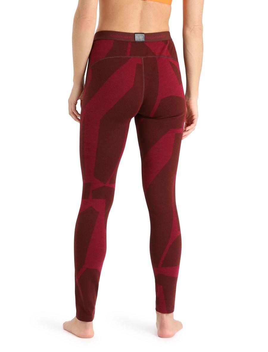 Espresso / Cherry Icebreaker Merino 250 Vertex Thermal Fractured Landscapes Women's Leggings | AU 1541OKIR